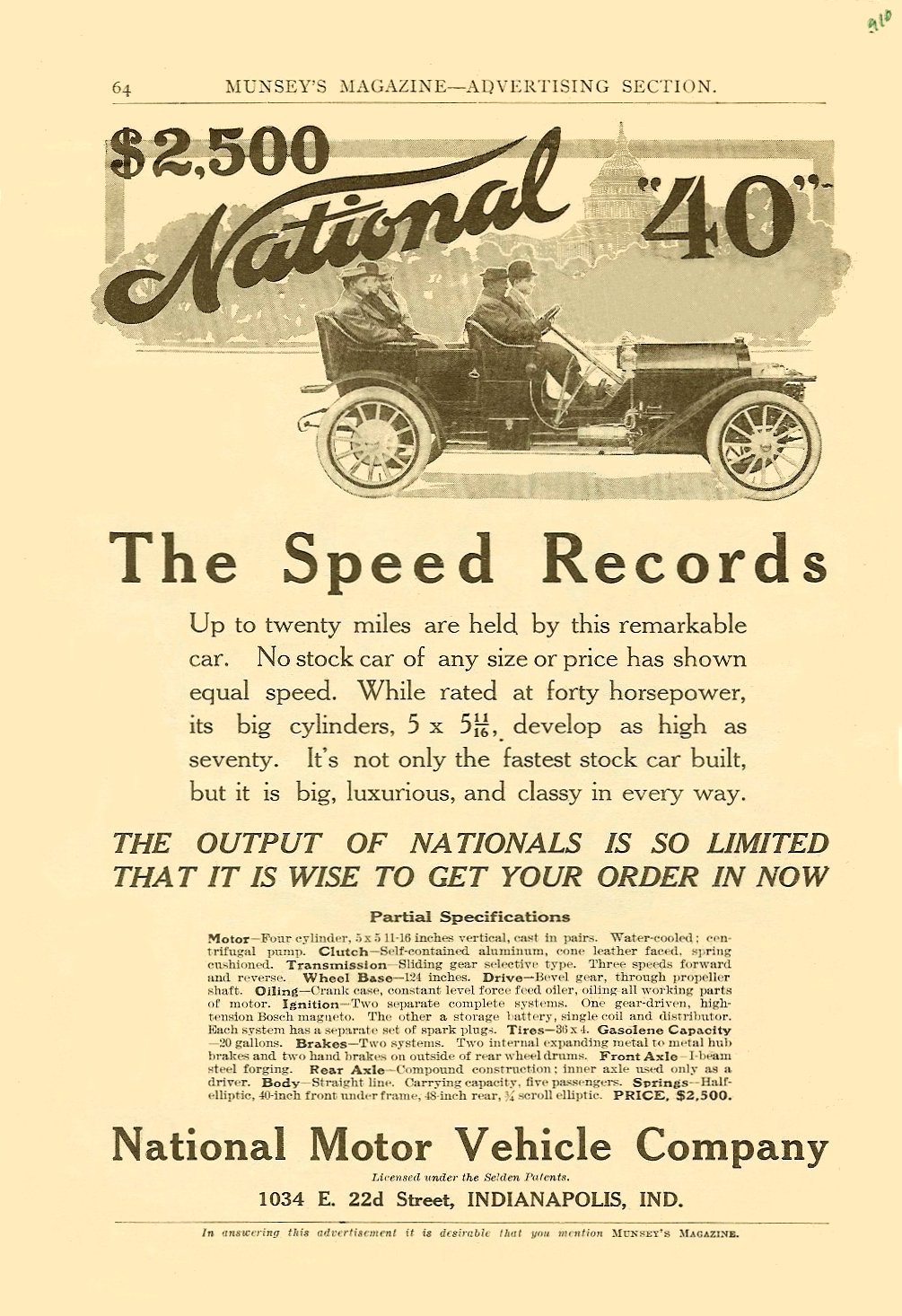 1910 National Auto Advertising